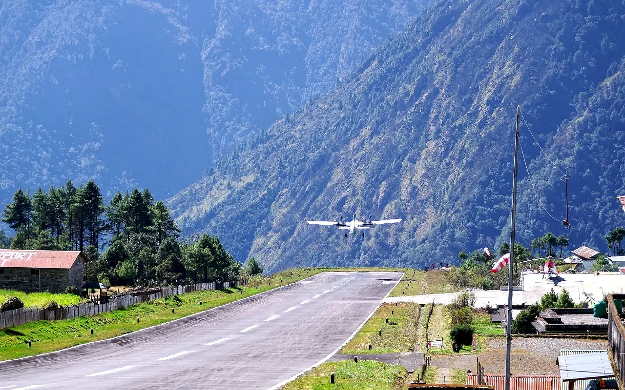 One end of the runway ends at a mountain wall.