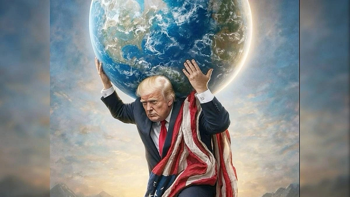 Trump Shares Image of Himself Carrying the World
