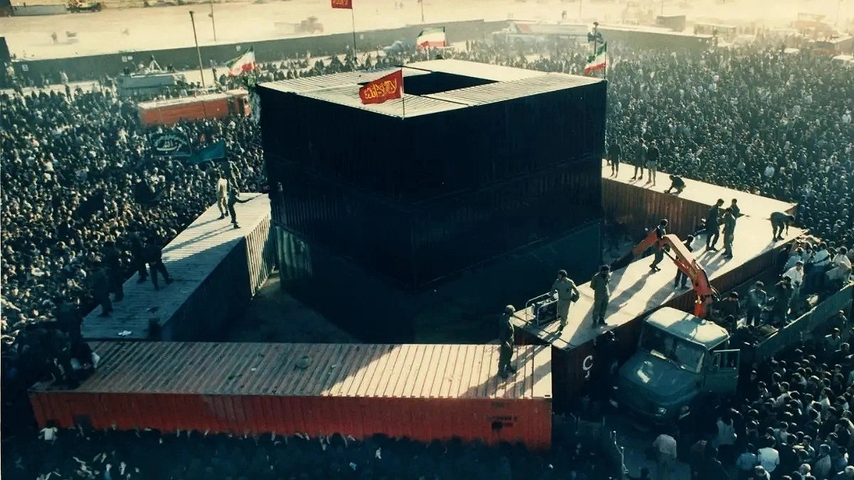 Funeral of Ayatollah Ruhollah Khomeini came to a standstill under the surge of millions