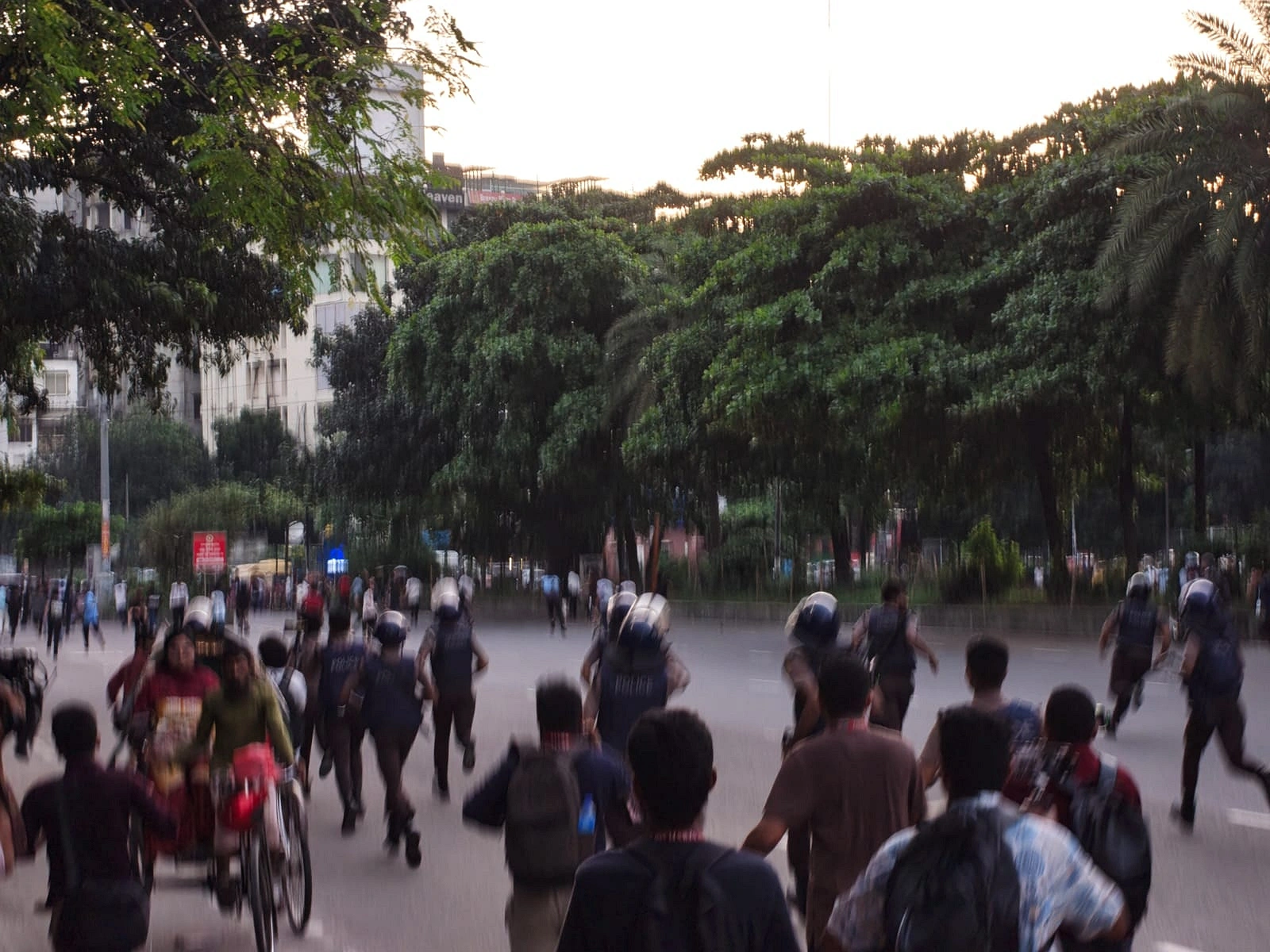 Police baton-charge protesters outside Parliament.